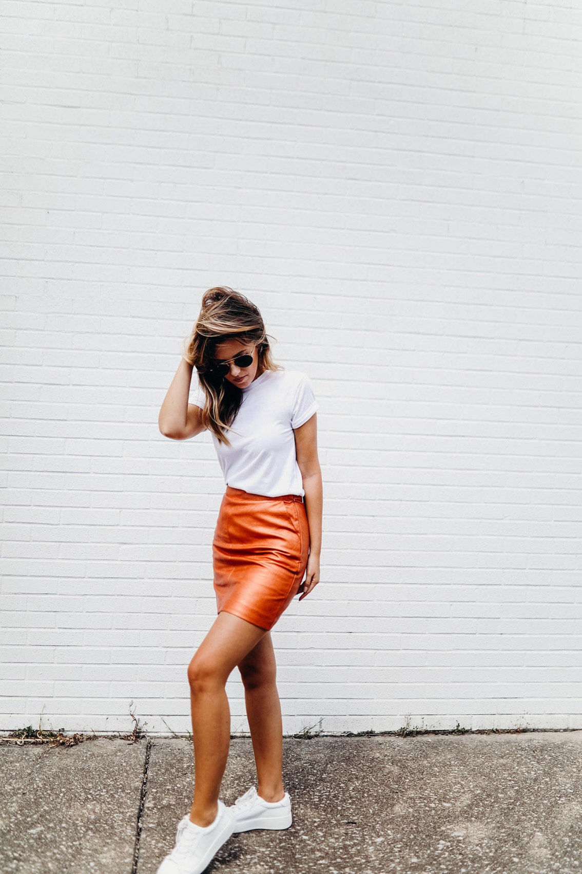 Pittsburgh Life & Personal Style Blogger | Jenna Boron of Balance and Chaos | Topshop Orange Metallic Skirt, White Sneakers | Fall 2017