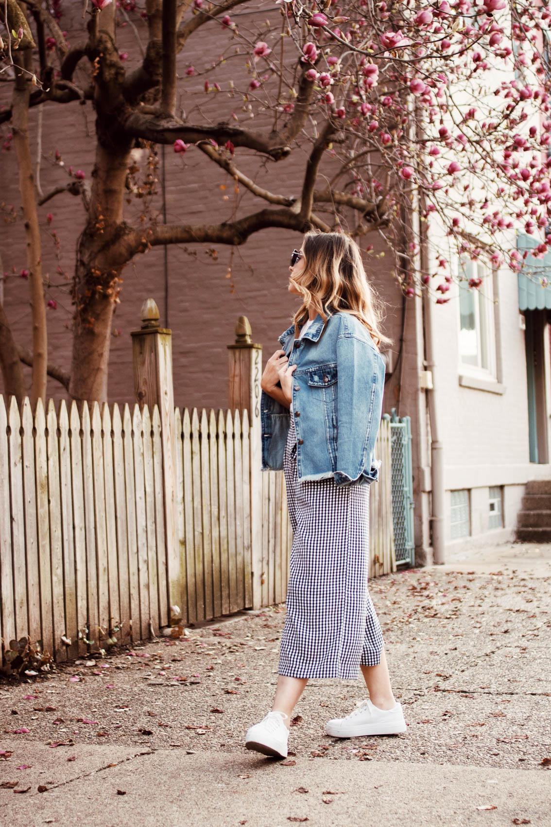 Blogging Anniversary | Gingham Wide Leg Pants and Heartloom Denim Jacket