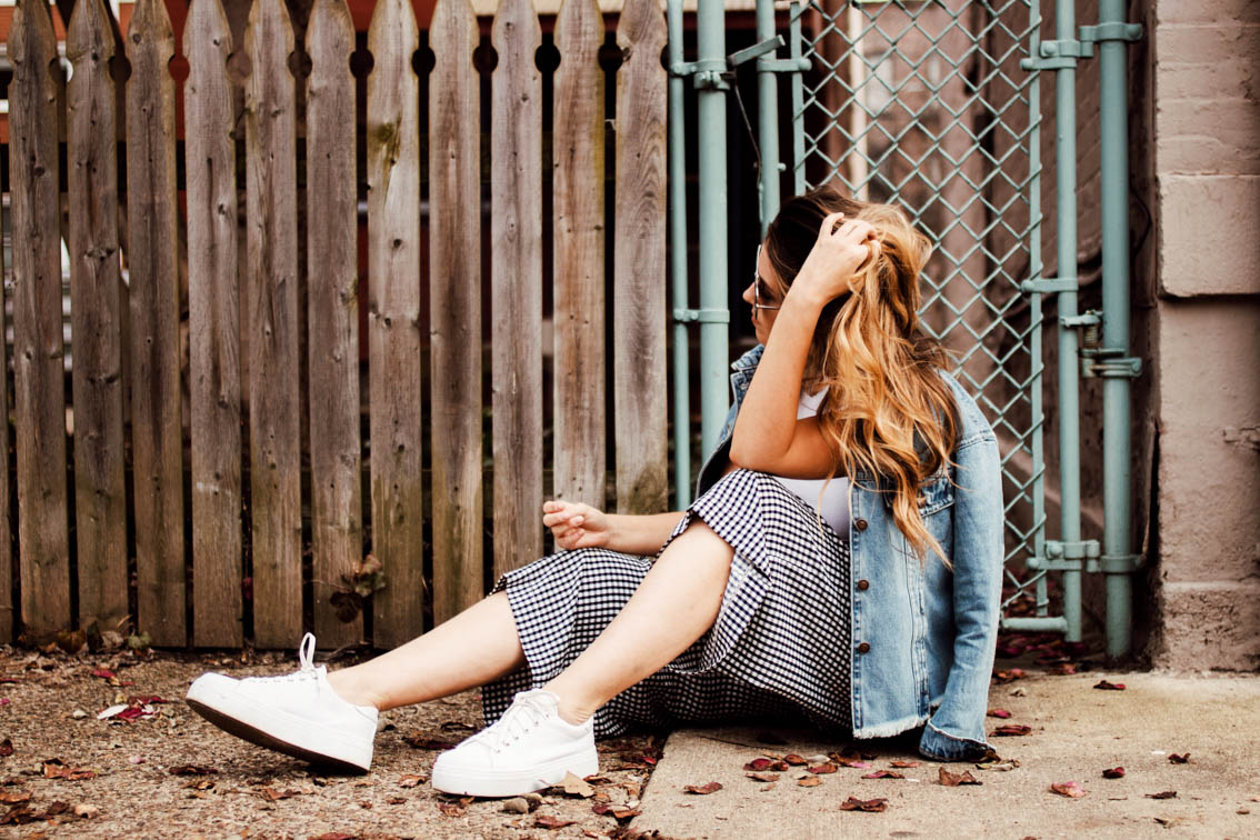 Blogging Anniversary | Gingham Wide Leg Pants and Heartloom Denim Jacket