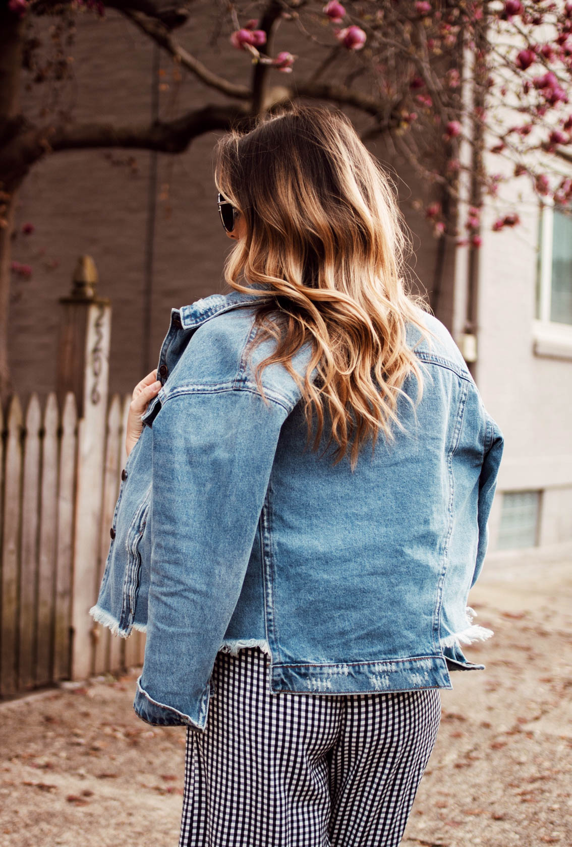 Blogging Anniversary | Gingham Wide Leg Pants and Heartloom Denim Jacket