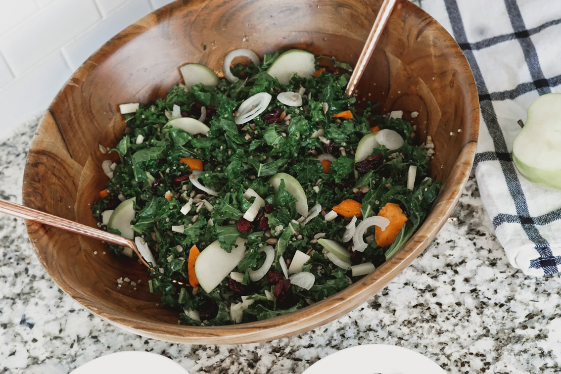 AUTUMN SALAD WITH CRANBERRIES SHALLOT SWEET POTATO CHEDDAR