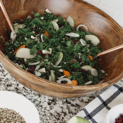 CHOPPED KALE SALAD WITH SWEET POTATO CRANBERRIES