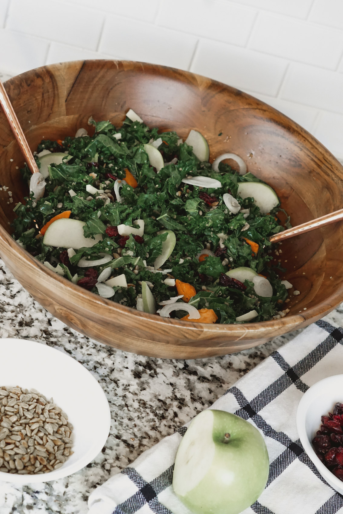 CHOPPED KALE SALAD WITH SWEET POTATO CRANBERRIES