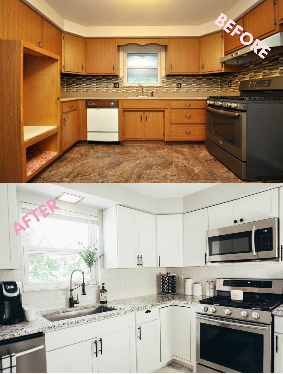 Before and after small kitchen remodel renovation