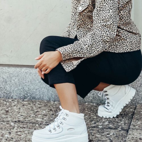 white chunky sneaker boots