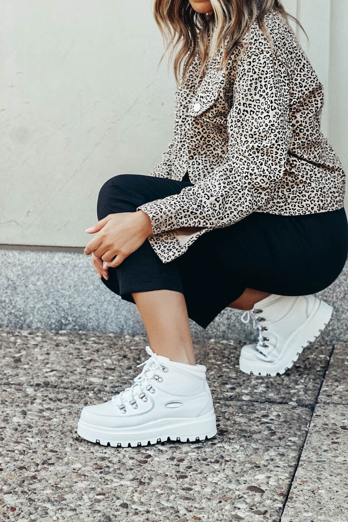 white chunky sneaker boots