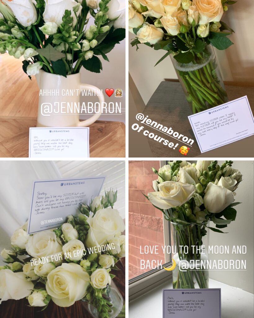 FLOWER DELIVERY TO ASK BRIDESMAIDS TO BE IN BRIDAL PARTY WITH NOTES