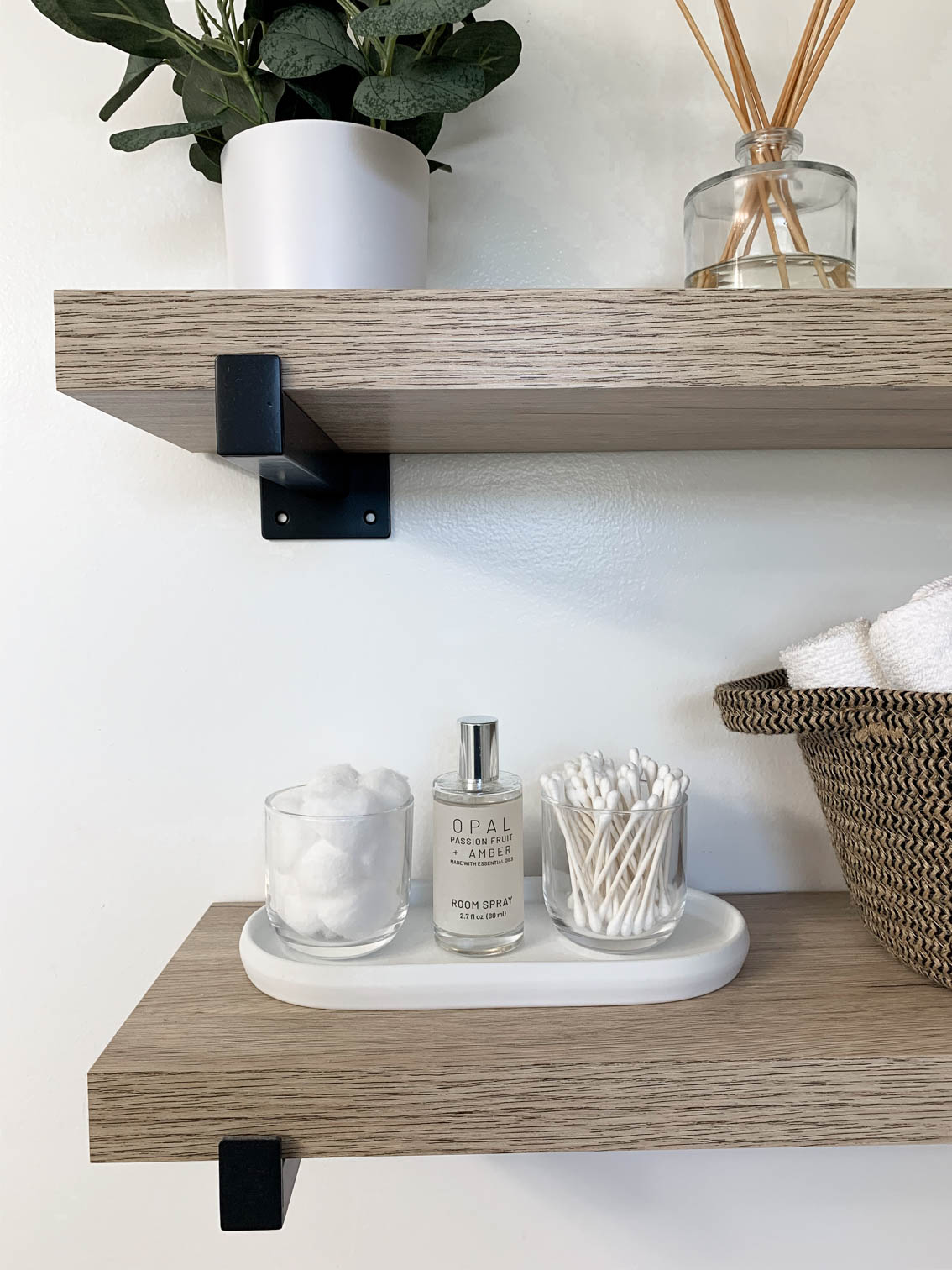 How I Styled Our Bathroom Shelves - Balance & Chaos