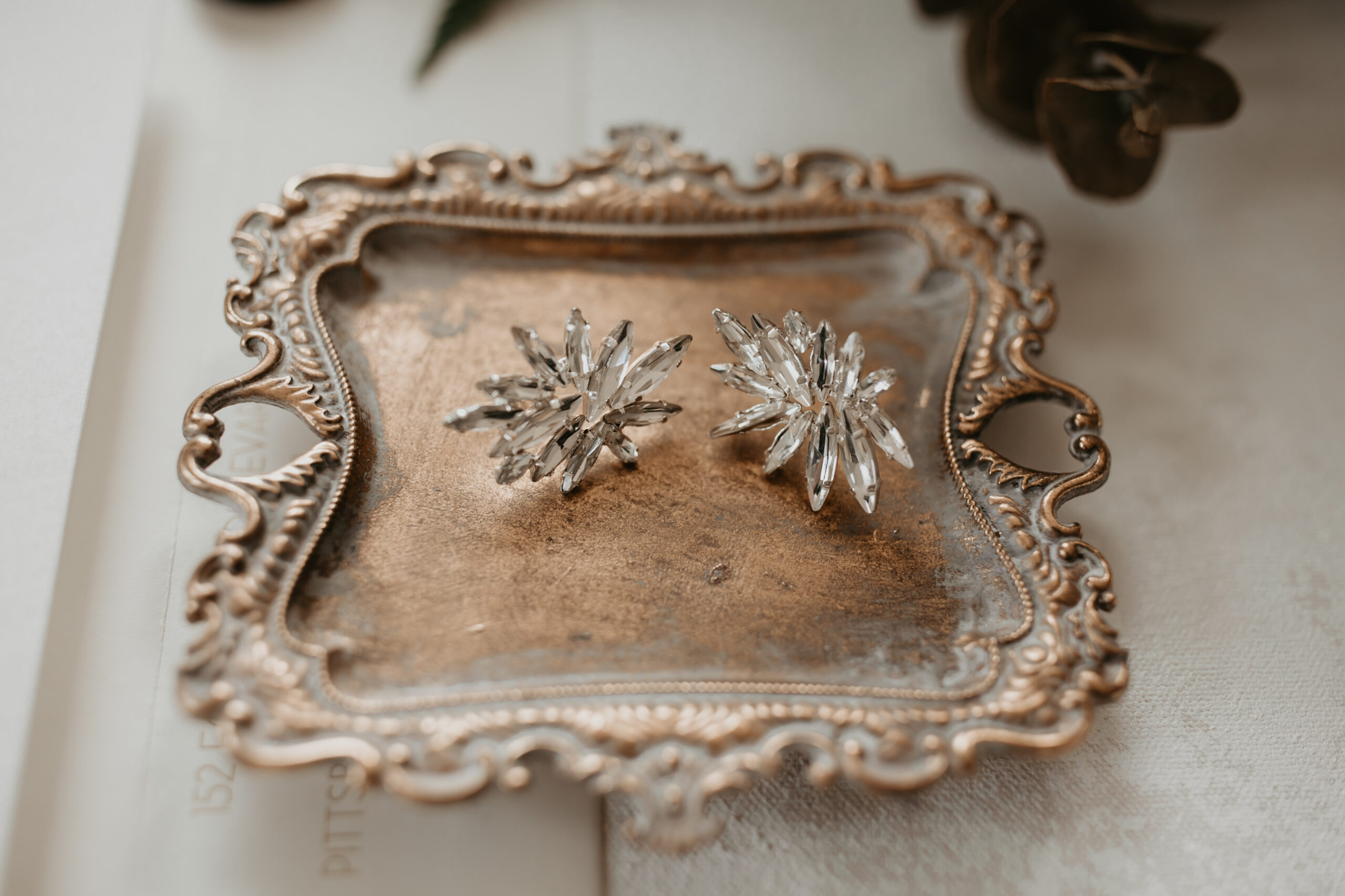 brides and hairpins bridal leaf earrings