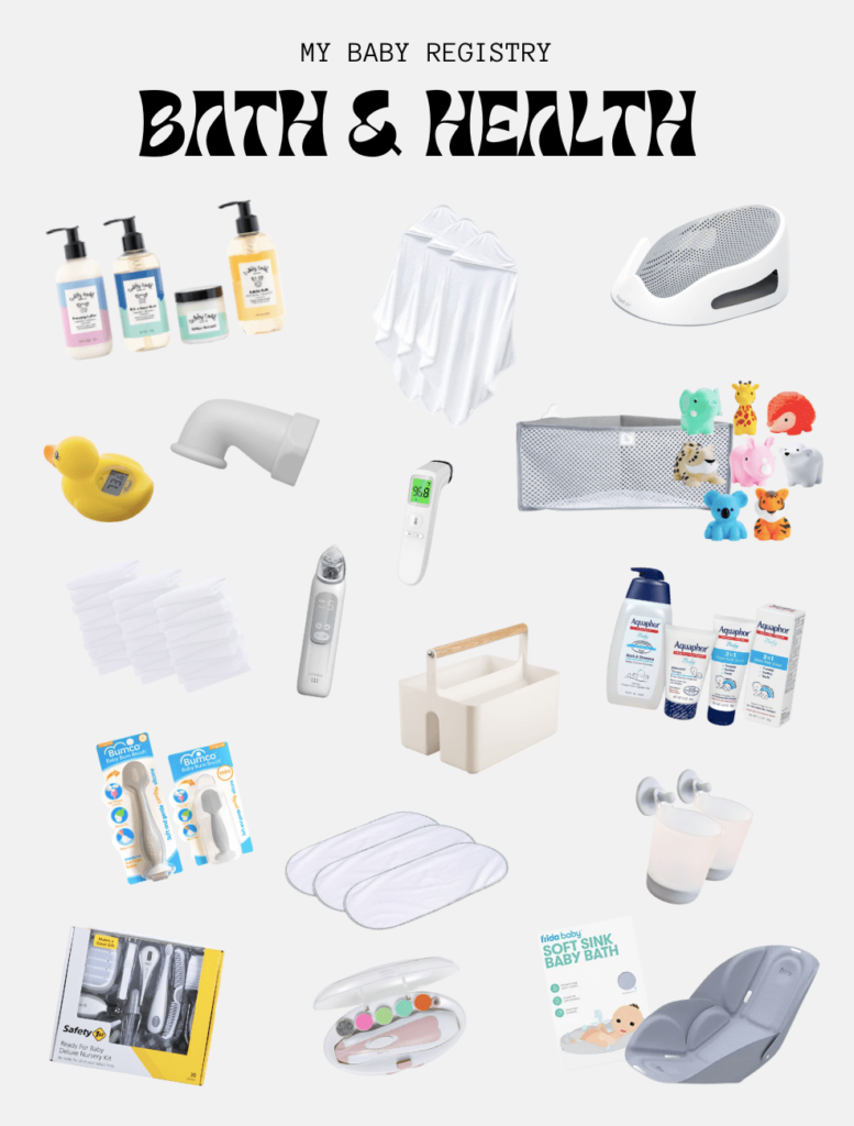 baby registry must have items BATH, HEALTH, SAFETY